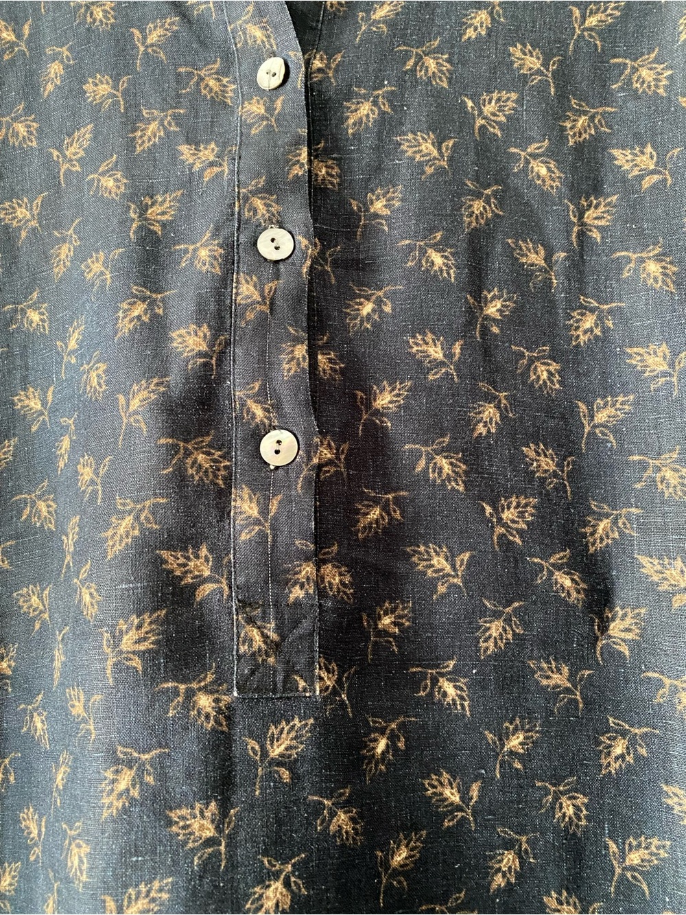 Vintage Valerie Stevens Pure Linen Navy Mini Floral Button Down MIDI Dress - Picture 2 of 9